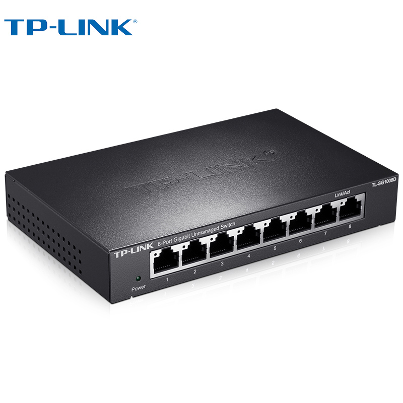普联交换机(TP-LINK)交换机 TL-SG1008D 8口千兆交换机 企业级交换器 监控网络交换机网线分线器 交换机分流器 金属机身